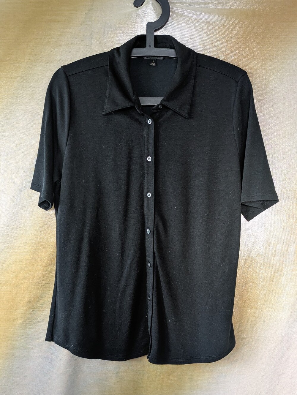 Banana Republic Black Button Up Knit Polo Top Size Large